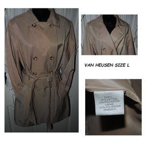 VAN HEUSEN Short Double-Breasted Trenchcoat Sz L